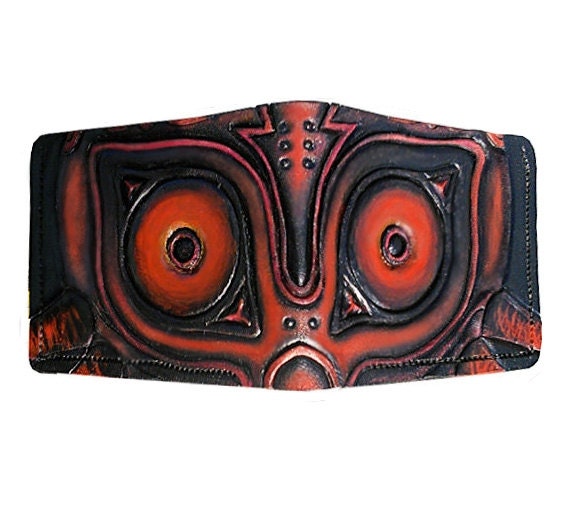 Goron red Slim type leather wallet- Leather Bifold Wallet - Handcrafted Legend of Zelda Wallet - Link Wallet