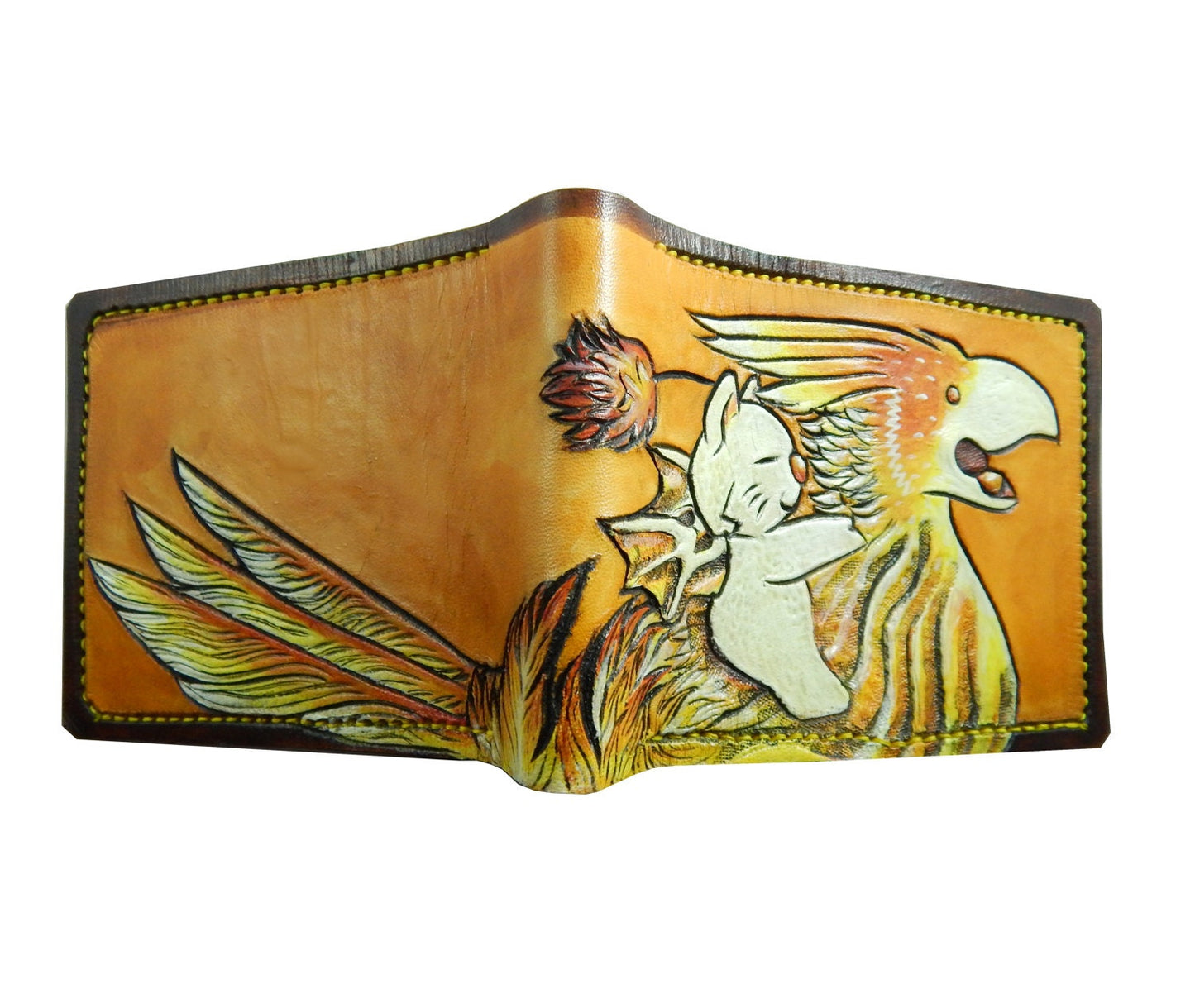 Chocobo Rider - Leather Bifold Wallet - Handcrafted Final Fantasy inspired Wallet -