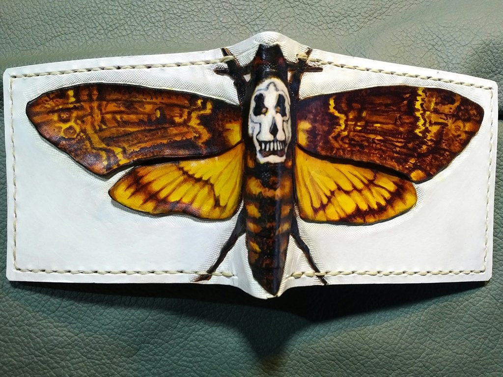 Deaths Head Moth - Leather Bifold Wallet - Handcrafted Wallet -