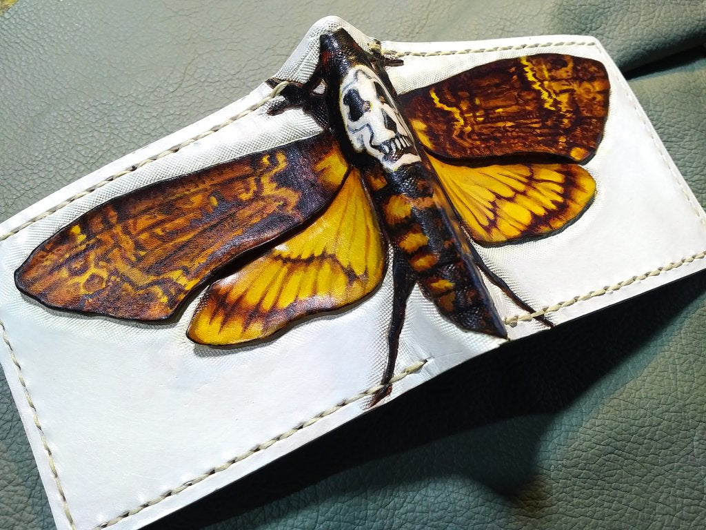 Deaths Head Moth - Leather Bifold Wallet - Handcrafted Wallet -