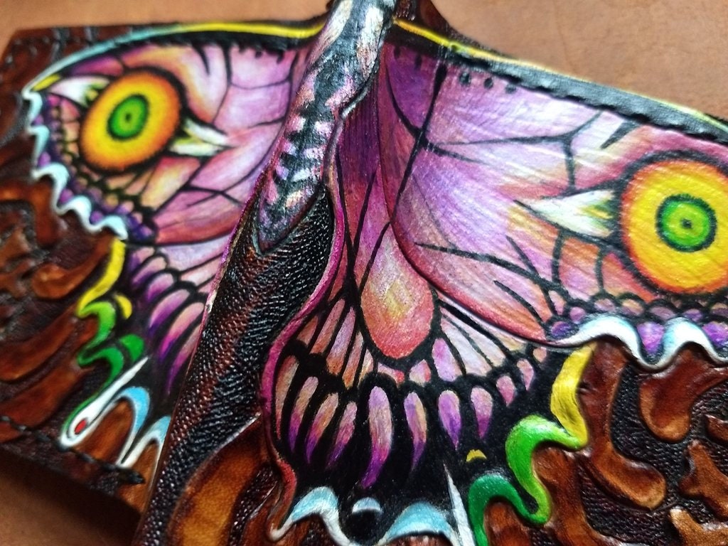 Majoras Ghost Butterfly - Mask leather wallet- Leather Bifold Wallet - Handcrafted Legend of Zelda Wallet - Link Wallet