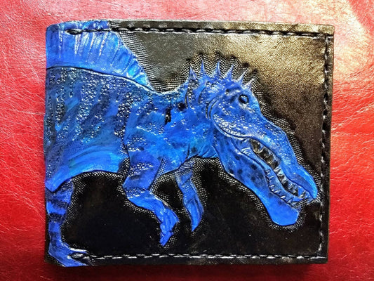 Spinosaurus - dinosaur - Fossil - Leather Bifold Wallet - Handcrafted Wallet -