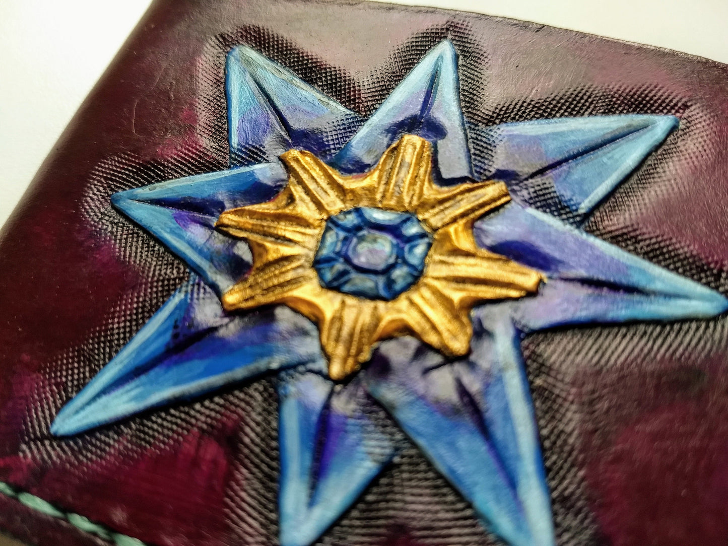 Starmie and Staryu - slim type - Leather Bifold Wallet - Handcrafted Wallet -