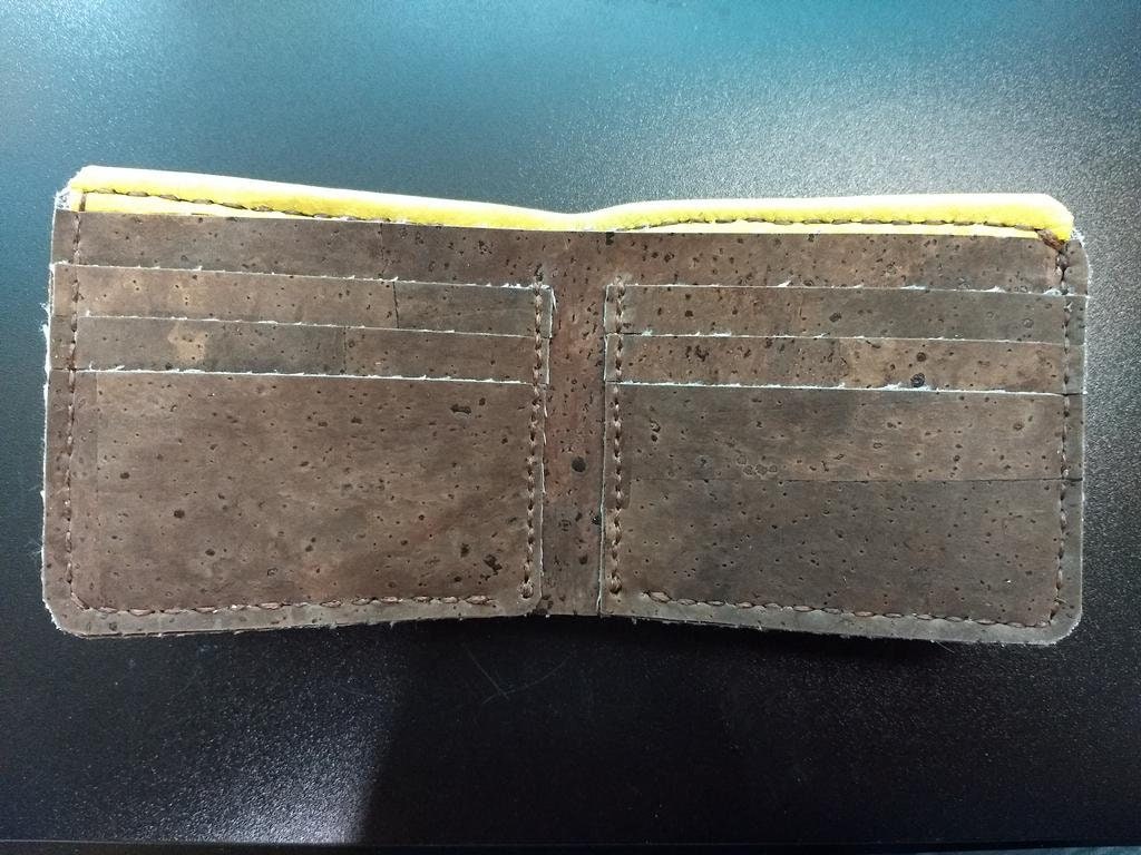 Olive wood style and cork Leather Bifold Wallet