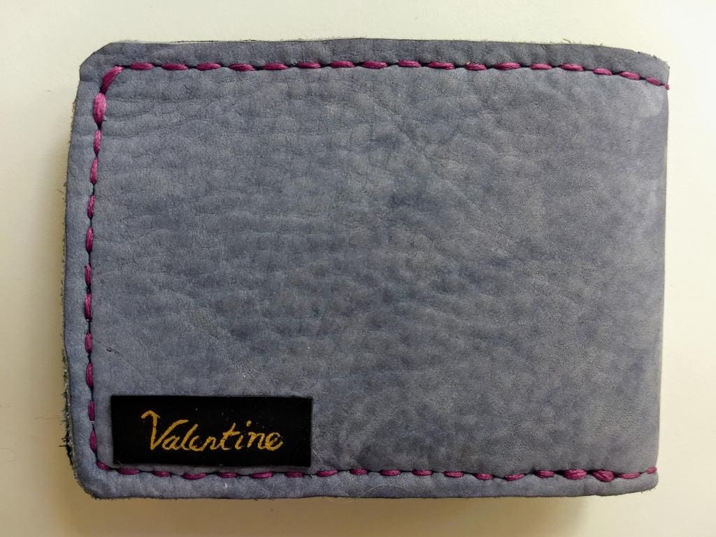 Radiant kitten - Embroidery - Leather Bifold Wallet - Handcrafted -