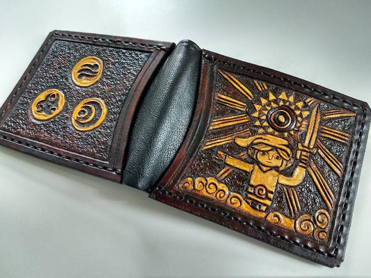 Wind Waker Pearls leather wallet- Dark Brown and ivory colour - Leather Bifold Wallet - Handcrafted Legend of Zelda Wallet - Link Wallet