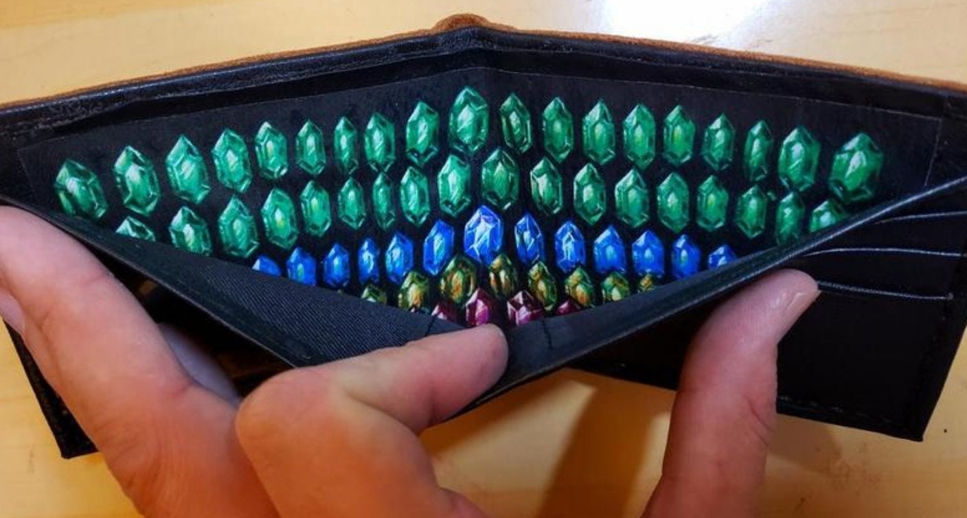 Double Hyrule Crest kokiri green and chrome version - Dark Brown version - Leather Bifold Wallet - Handcrafted Legend of Zelda Wallet