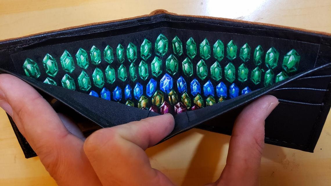 Full Color Majora Hyrule leather wallet- Leather Bifold Wallet - Handcrafted Legend of Zelda Wallet - Link Wallet