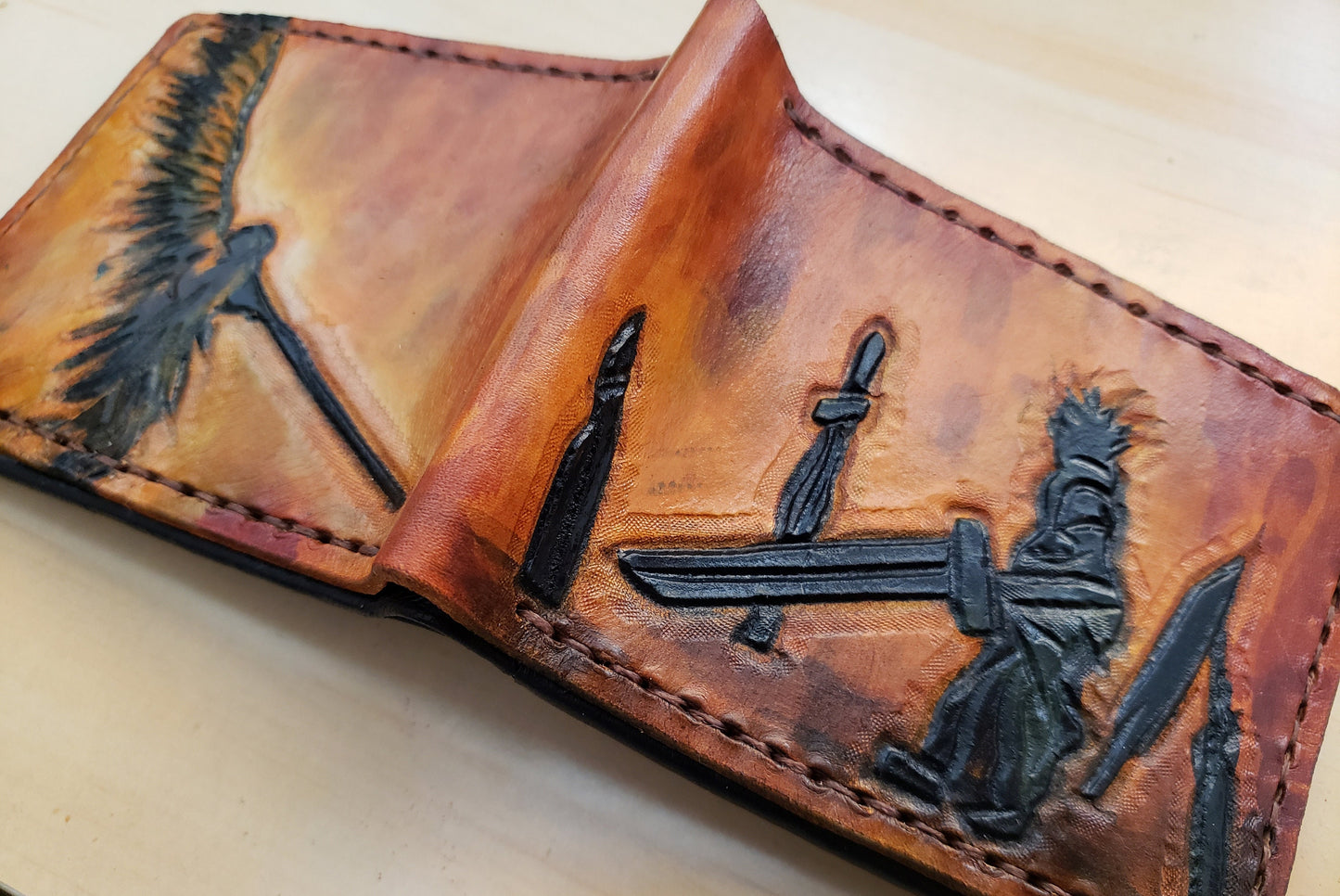 Cloud Vrs Sephiroth- Leather Bifold Wallet - Handcrafted Final Fantasy inspired Wallet -