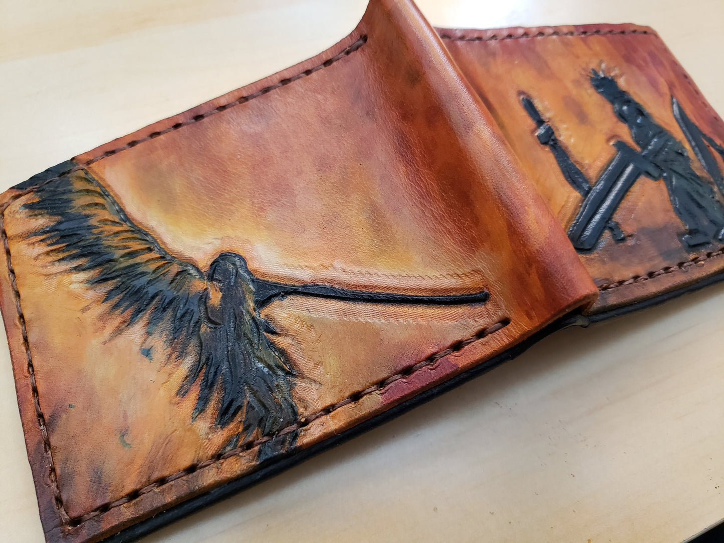 Cloud Vrs Sephiroth- Leather Bifold Wallet - Handcrafted Final Fantasy inspired Wallet -