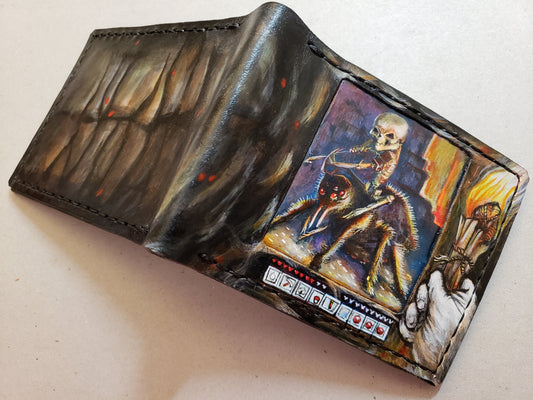 skeleton spider rider leather wallet- Leather Bifold Wallet - Handcrafted minecraft inspired Wallet - Link Wallet