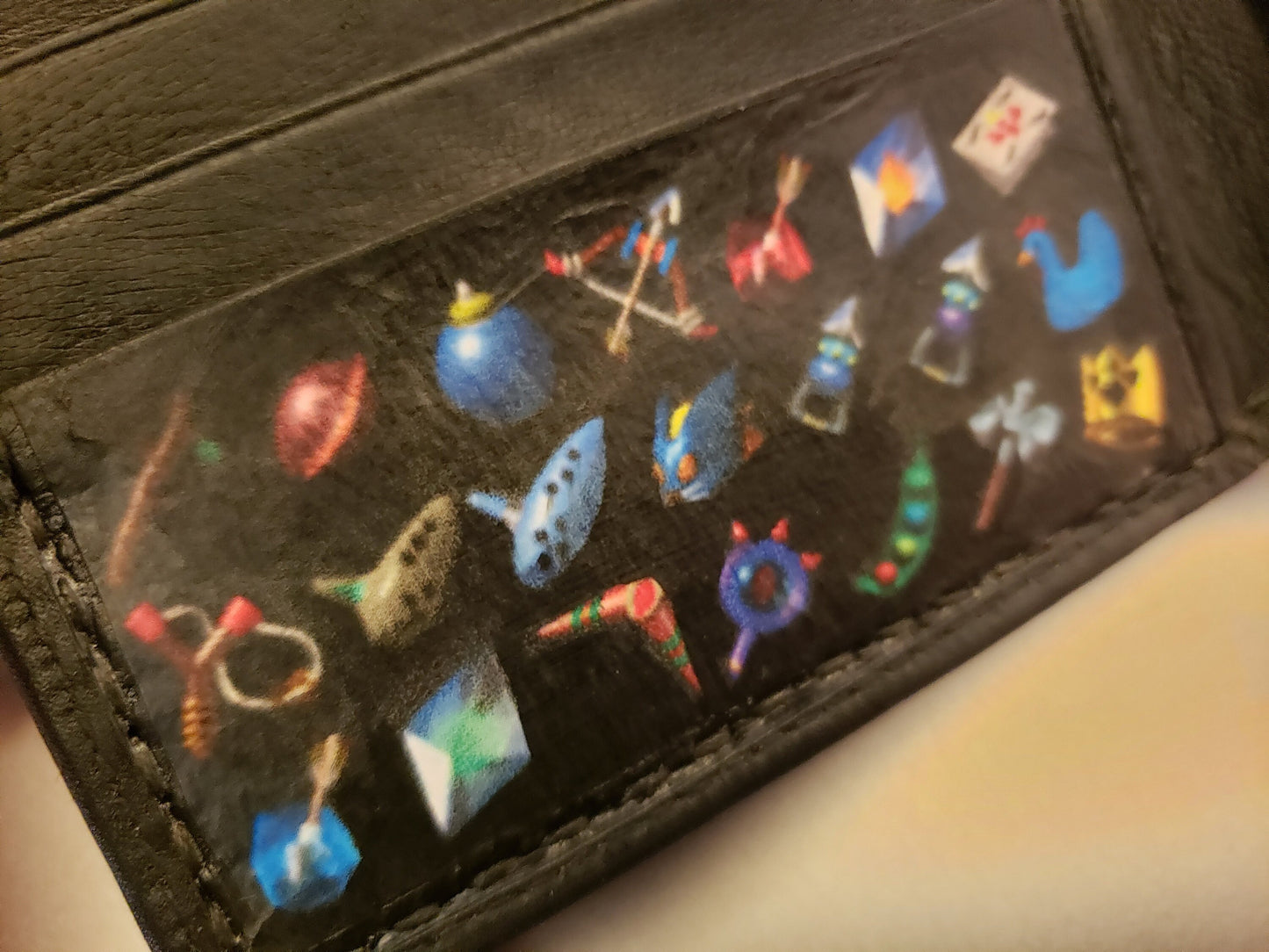 Add items into the card holder front of your wallet.