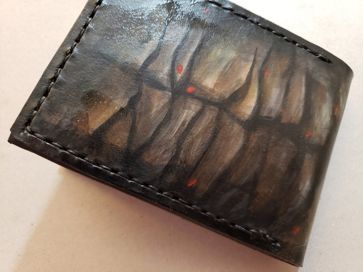 skeleton spider rider leather wallet- Leather Bifold Wallet - Handcrafted minecraft inspired Wallet - Link Wallet