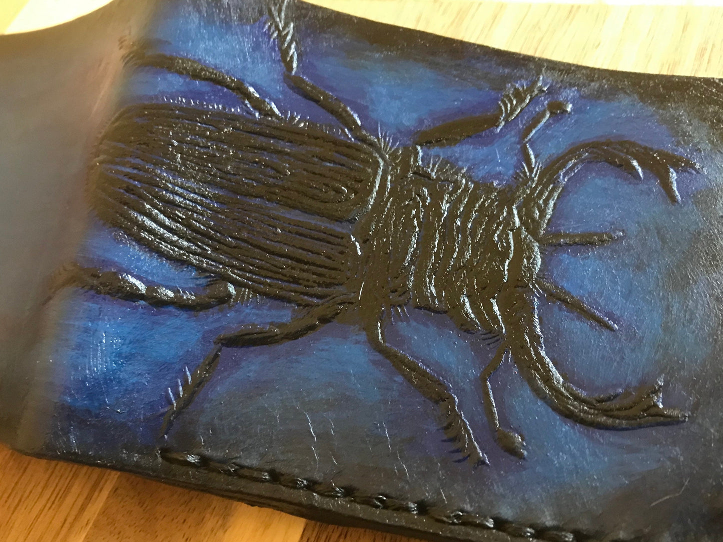 Stag Beetle leather wallet - formal - slim real leather wallet- executive Leather Bifold Wallet -