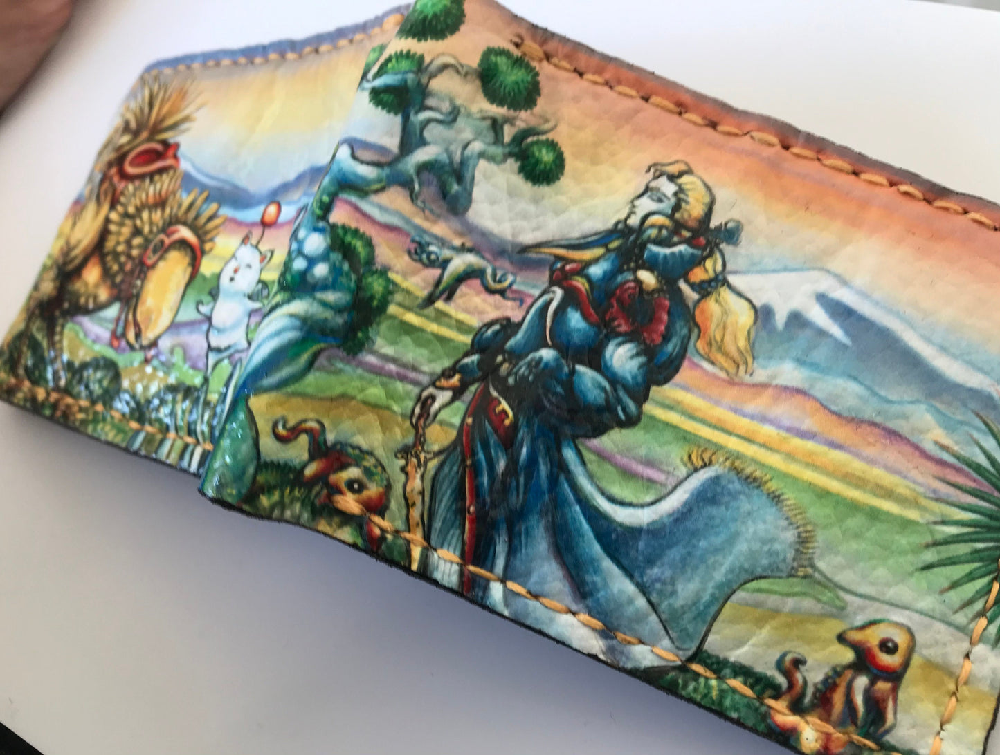 Edgar Mog and Chocobo - FF6 - Final Fantasy - Soft Leather Bifold Wallet - Handcrafted Final Fantasy inspired Wallet -