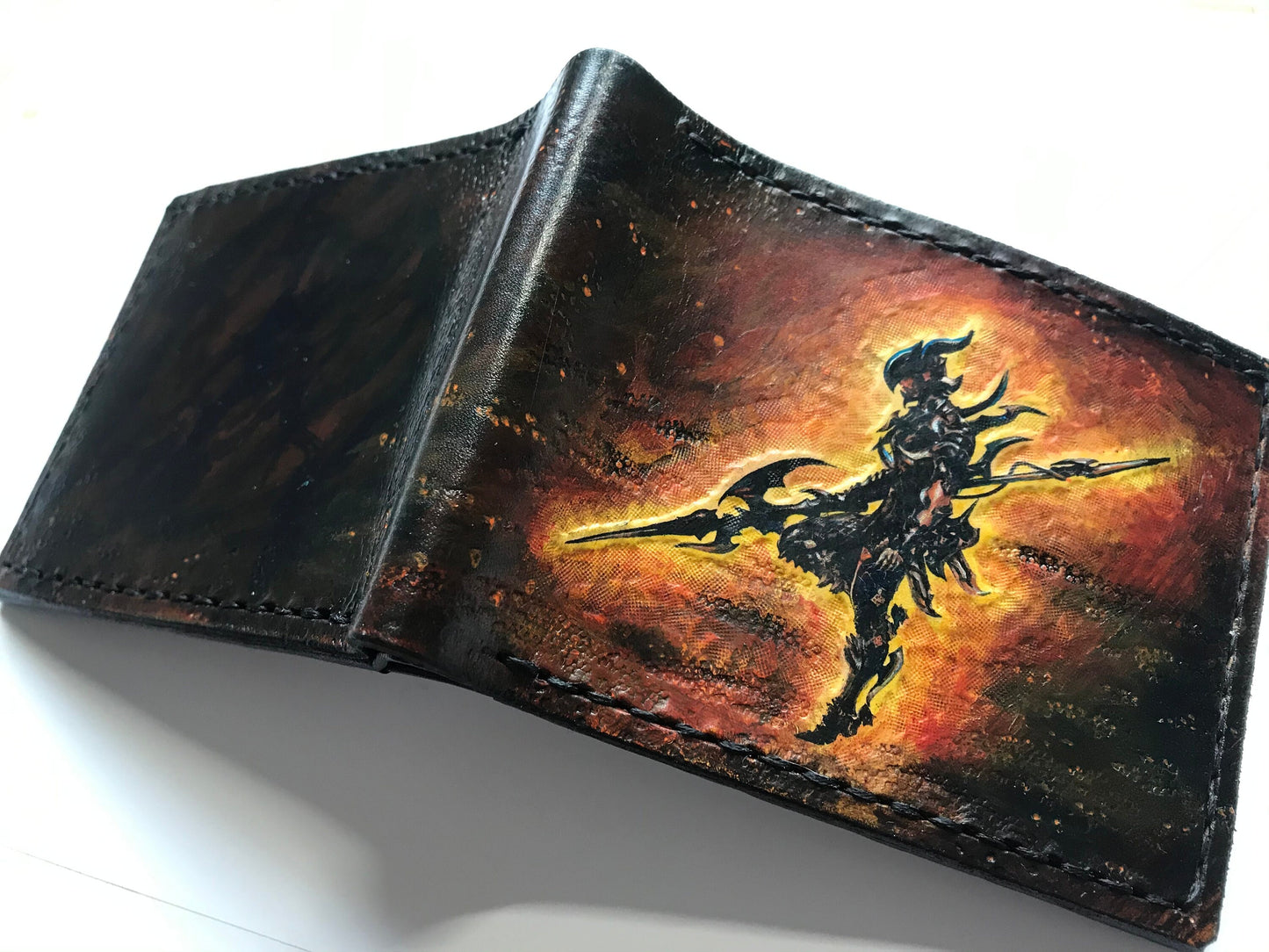 Dragoon - dark Leather Bifold Wallet - Handcrafted Final Fantasy 14 inspired Wallet -