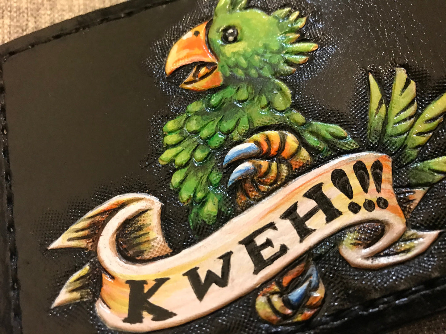 Green Chocobo and Black Mage - Leather Bifold Wallet - Handcrafted Final Fantasy inspired Wallet -