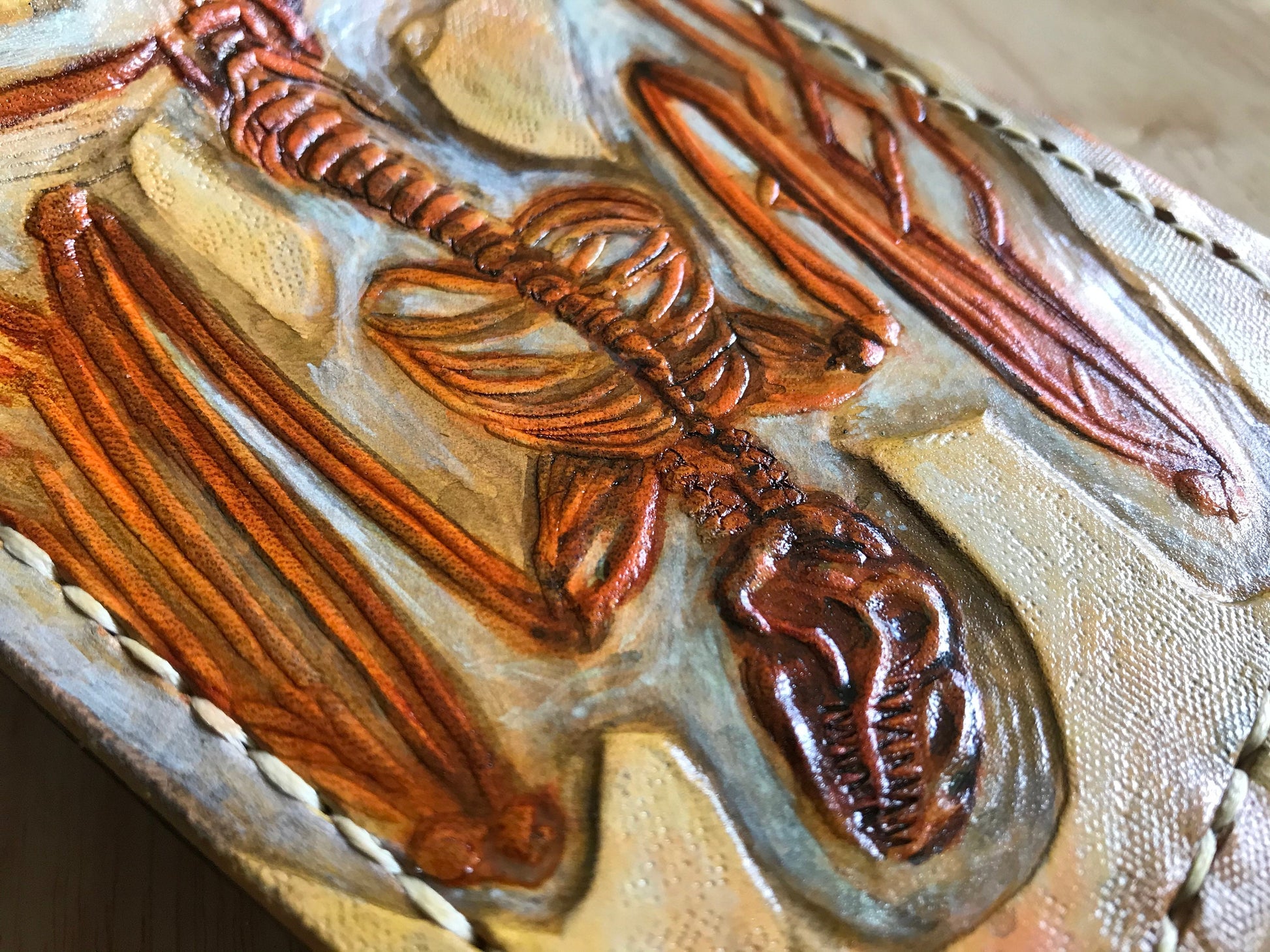 Eocene Bat fossil Skeleton - Leather Bifold Wallet -