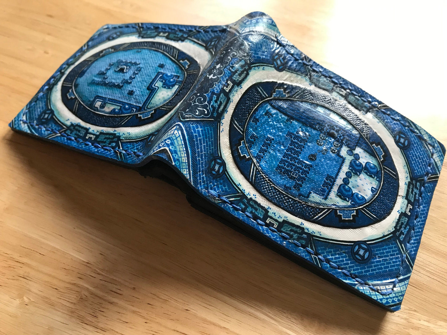 Links Awakening Willow Pattern - Leather Bifold Wallet - Handcrafted Legend of Zelda Wallet - Link Wallet
