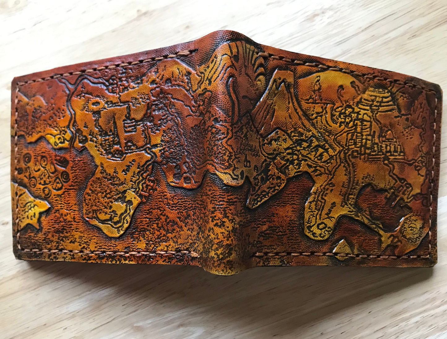 Map of Kanto and Johoto - Leather Bifold Wallet - Handcrafted Wallet -