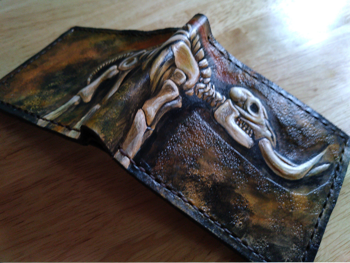Mastodon Skeleton - Leather Bifold Wallet -