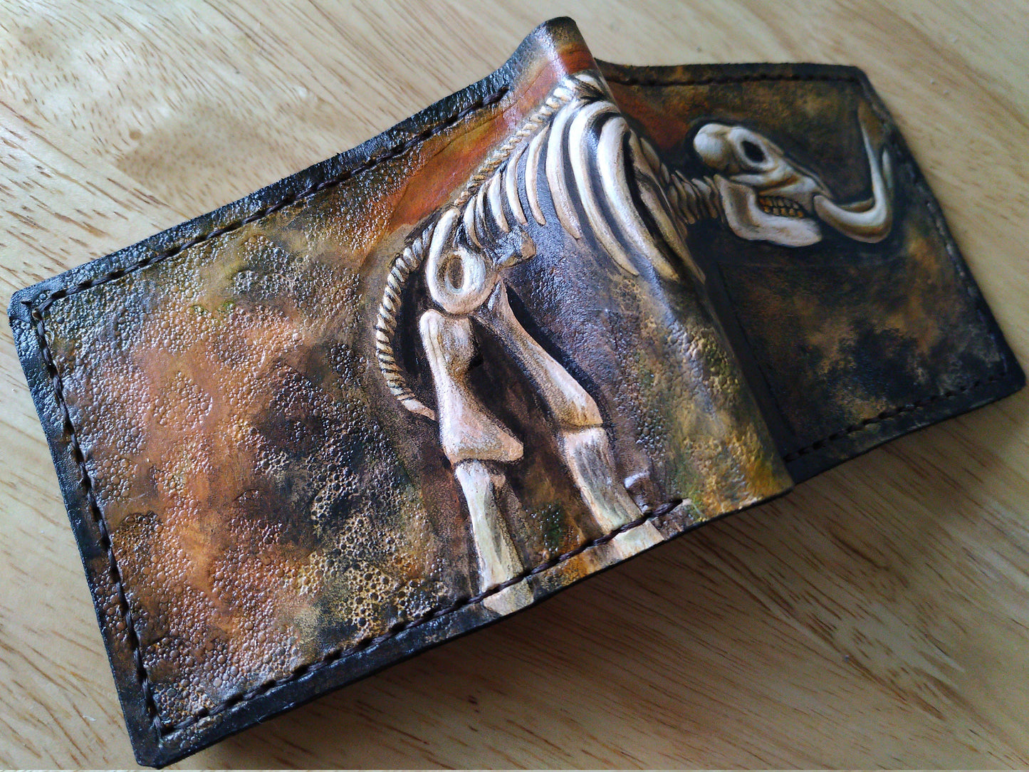 Mastodon Skeleton - Leather Bifold Wallet -