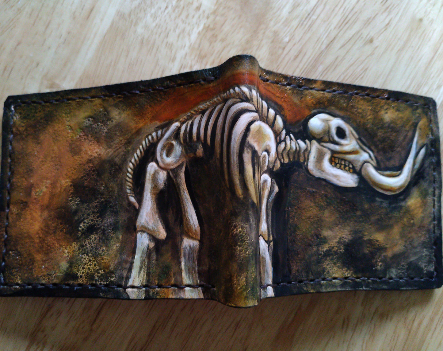 Mastodon Skeleton - Leather Bifold Wallet -