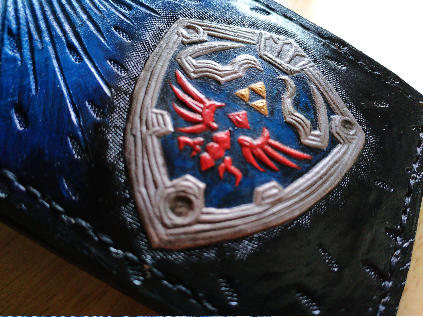 Super Metroid - Hyrule shield - Leather Bifold Wallet - Handcrafted Wallet -