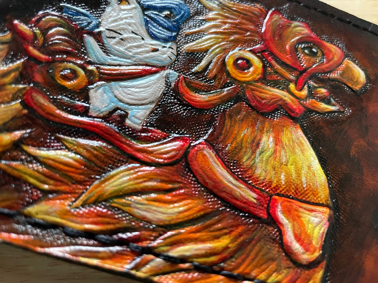 FF14 Gold Chocobo and moogle Rider - dark brown Leather Bifold Wallet - Handcrafted Final Fantasy 14 inspired Wallet -
