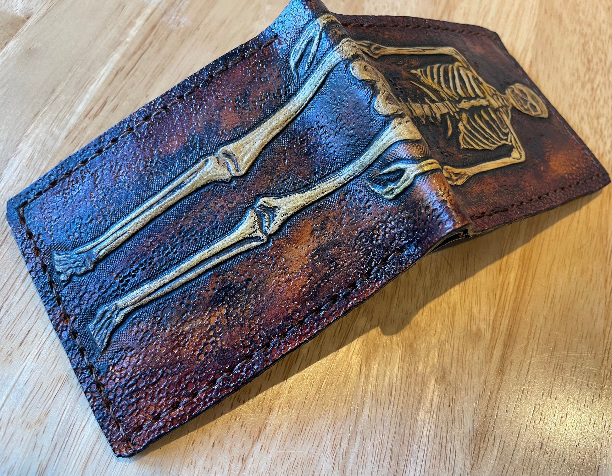 Human Skeleton - Leather Bifold Wallet -