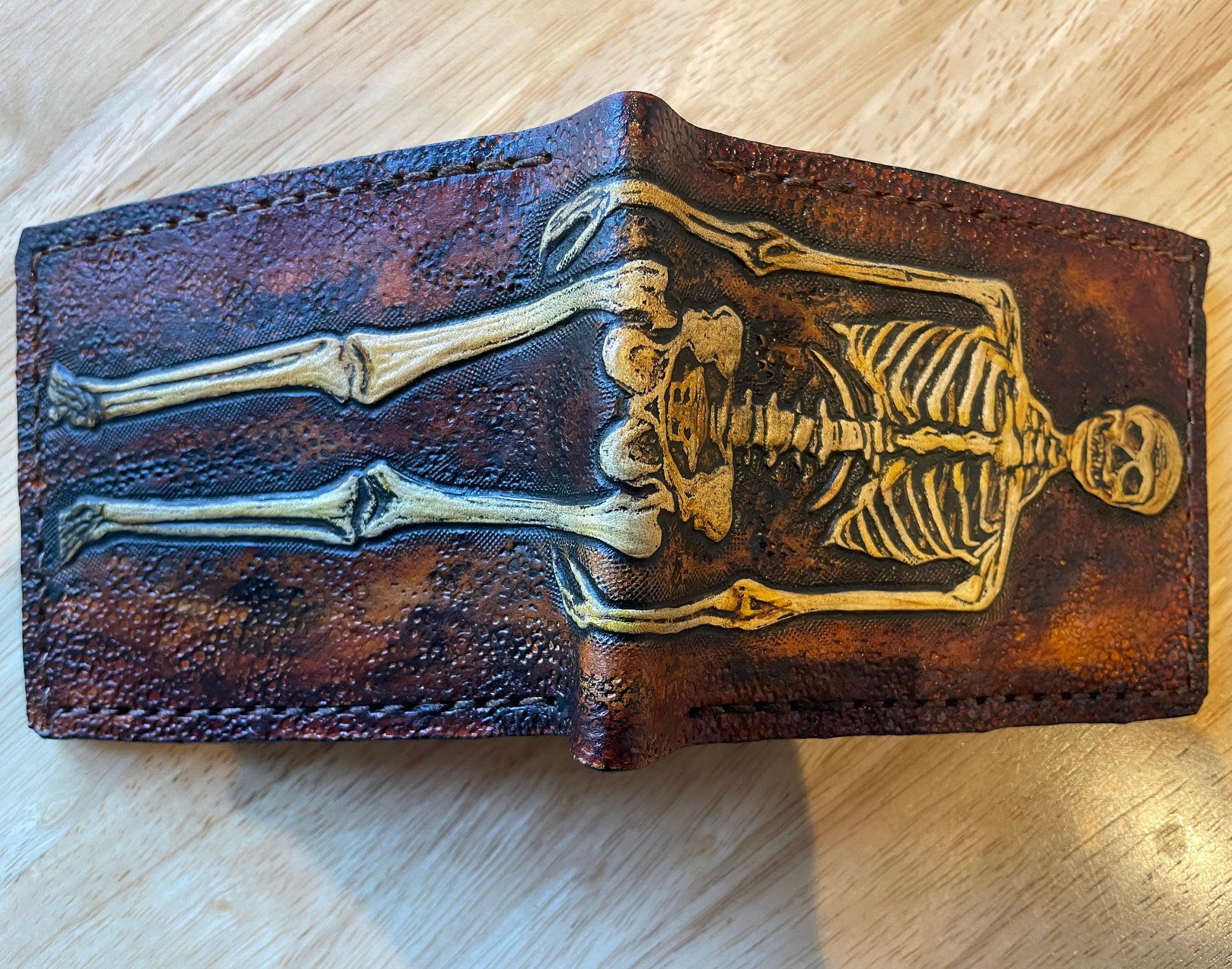 Human Skeleton - Leather Bifold Wallet -