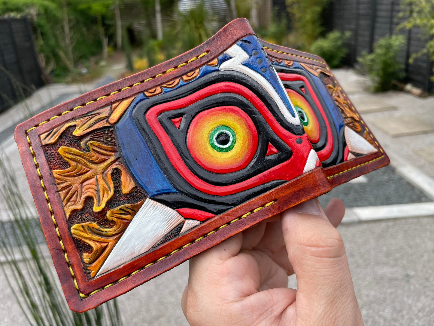 Holy Relics Majoras Mask leather wallet - Leather Bifold Wallet - Handcrafted Legend of Zelda Wallet - Link Wallet