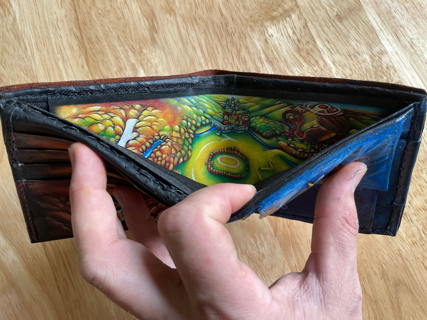 Holy Relics Majoras Mask leather wallet - Leather Bifold Wallet - Handcrafted Legend of Zelda Wallet - Link Wallet