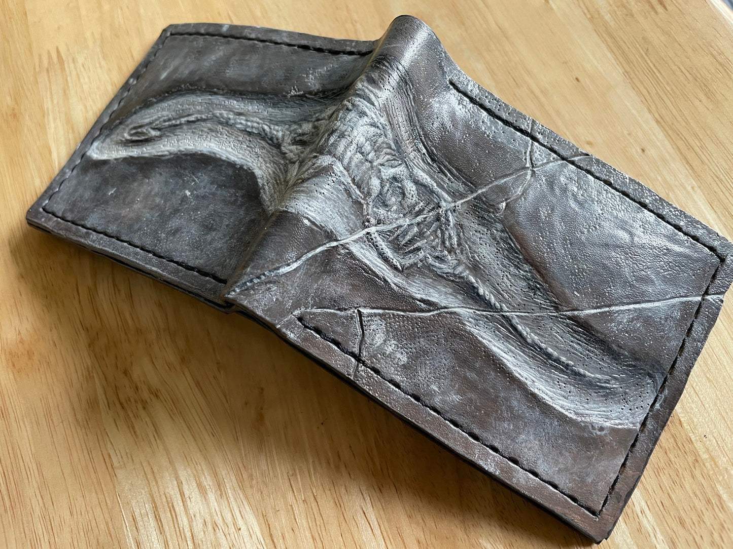 Keichousaurus fossil Skeleton - Leather Bifold Wallet -