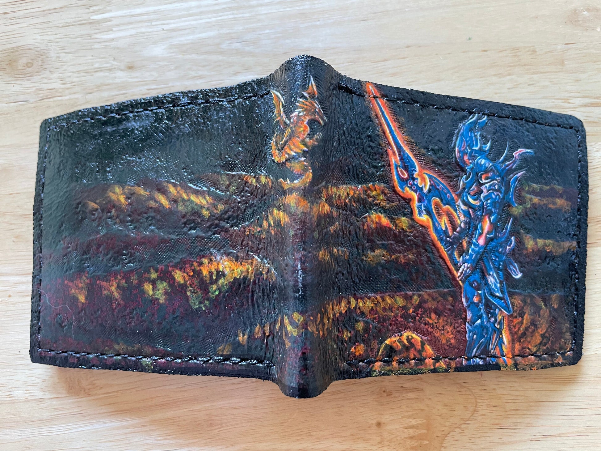 Dragoon version 2 - dark Leather Bifold Wallet - Handcrafted Final Fantasy 14 inspired Wallet -