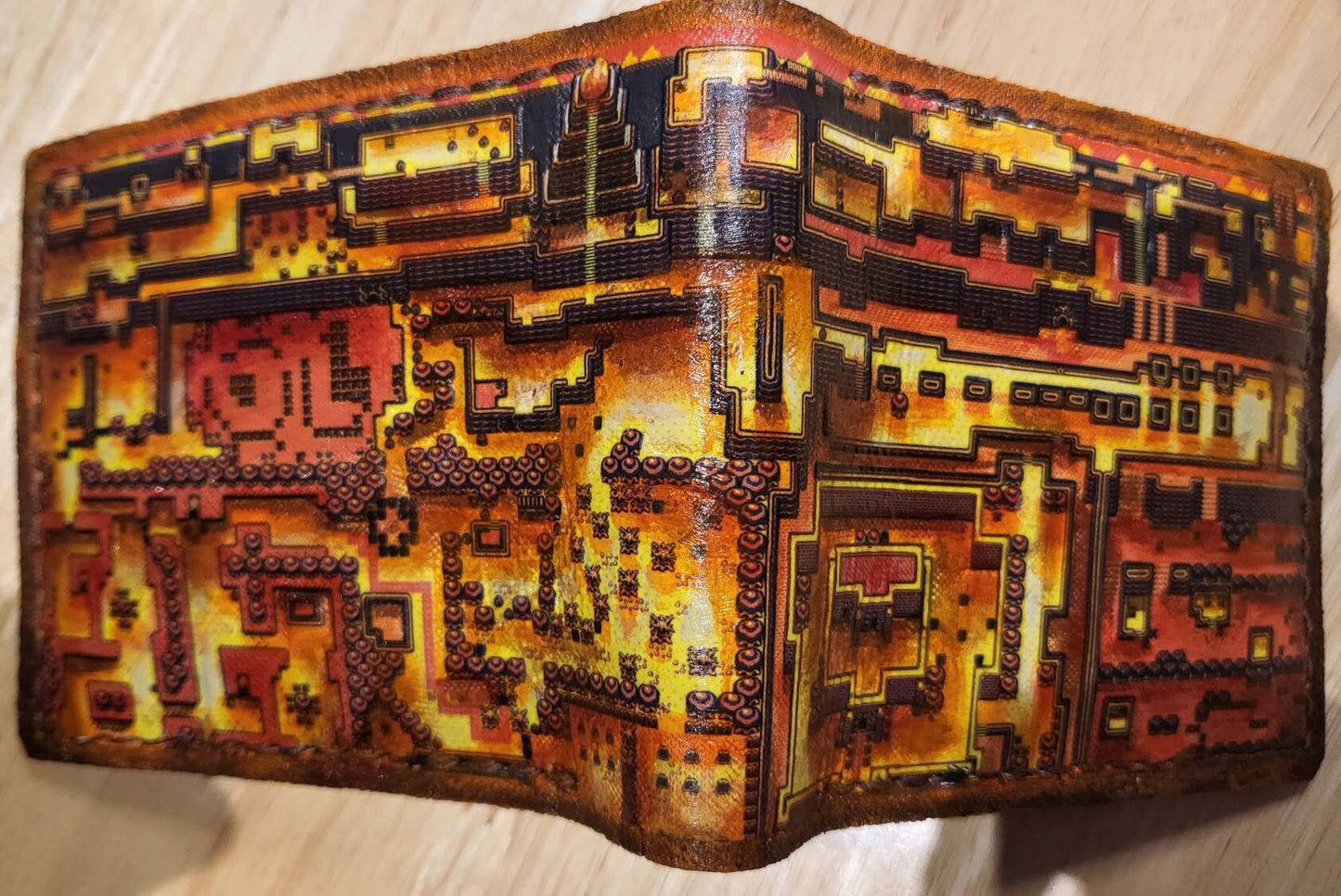 Links Awakening retro map wallet- hand carved leather wallet- Leather Bifold Wallet - Handcrafted Legend of Zelda Wallet - Link Wallet