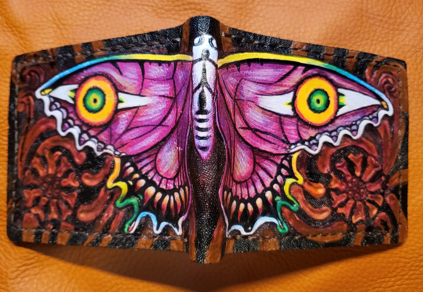 Majoras Ghost Butterfly - Mask leather soft wallet- Leather Bifold Wallet - Handcrafted Legend of Zelda Wallet - Link Wallet