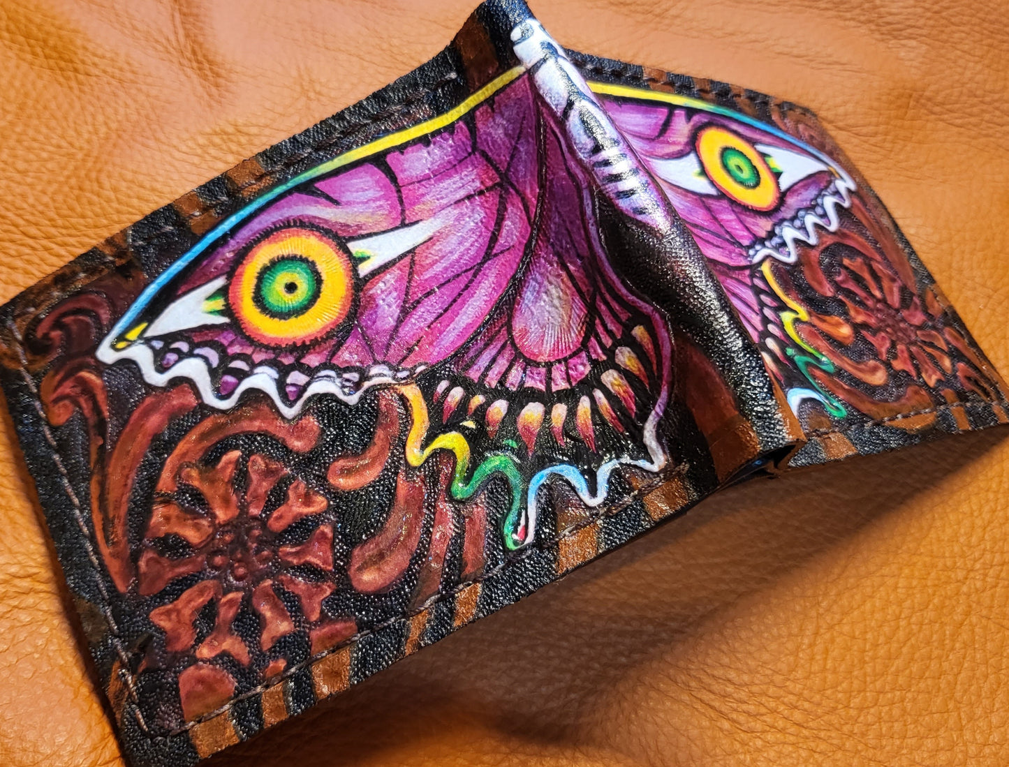 Majoras Ghost Butterfly - Mask leather soft wallet- Leather Bifold Wallet - Handcrafted Legend of Zelda Wallet - Link Wallet