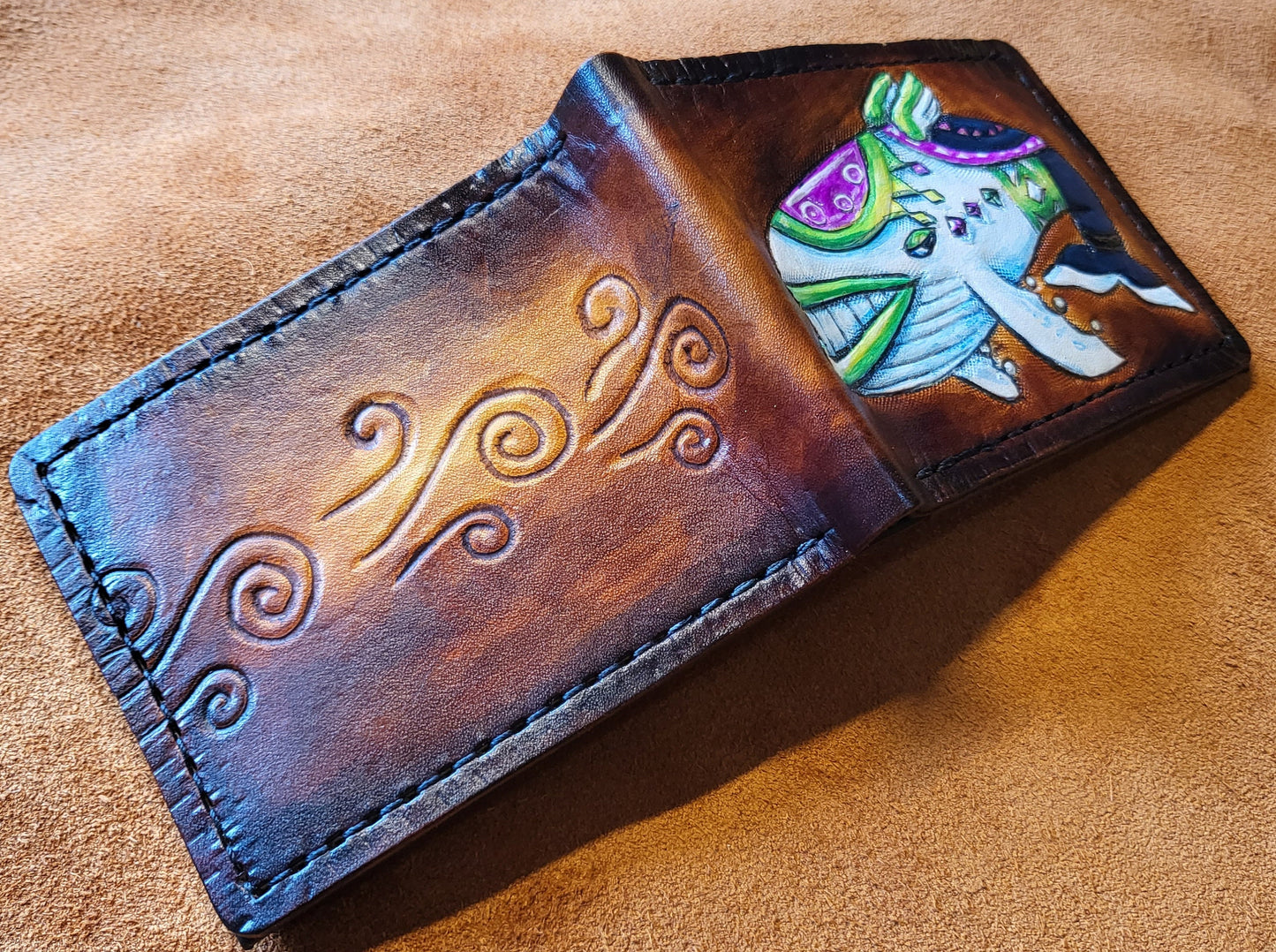 Wind Fish - Link's Awakenng - leather wallet- Leather Bifold Wallet - Handcrafted Legend of Zelda Wallet - Link Wallet