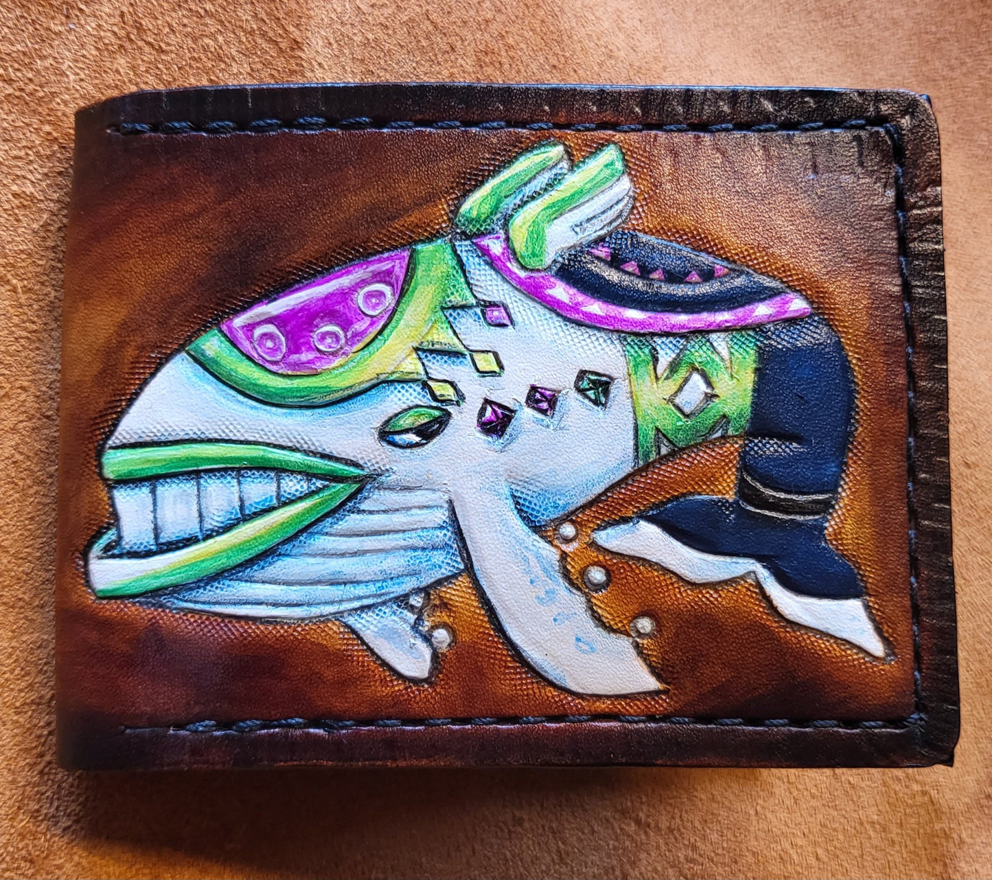 Wind Fish - Link's Awakenng - leather wallet- Leather Bifold Wallet - Handcrafted Legend of Zelda Wallet - Link Wallet