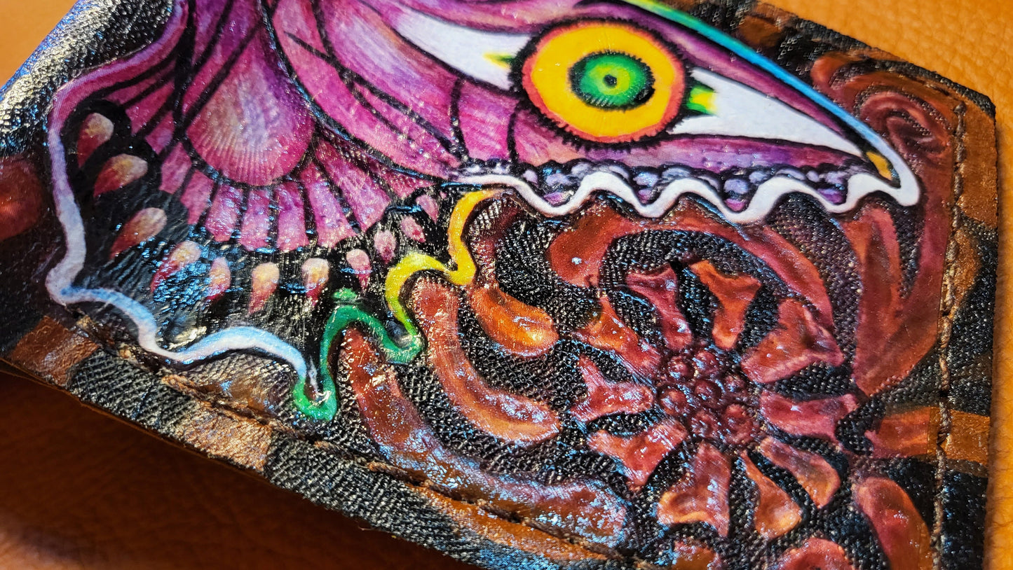 Majoras Ghost Butterfly - Mask leather soft wallet- Leather Bifold Wallet - Handcrafted Legend of Zelda Wallet - Link Wallet