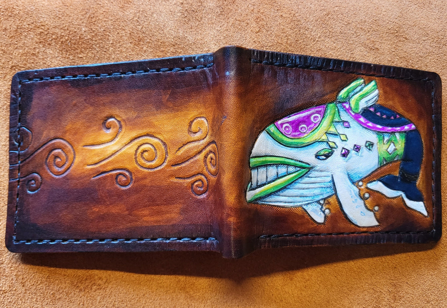 Wind Fish - Link's Awakenng - leather wallet- Leather Bifold Wallet - Handcrafted Legend of Zelda Wallet - Link Wallet