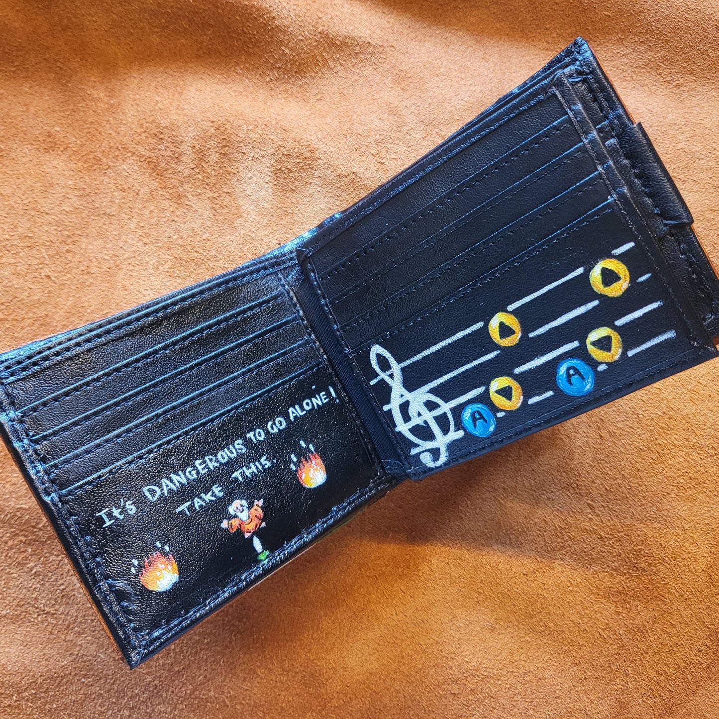 Song of Storms Majoras Mask leather wallet- Treasure chest pouch - Leather Bifold Wallet - Handcrafted Legend of Zelda Wallet - Link Wallet