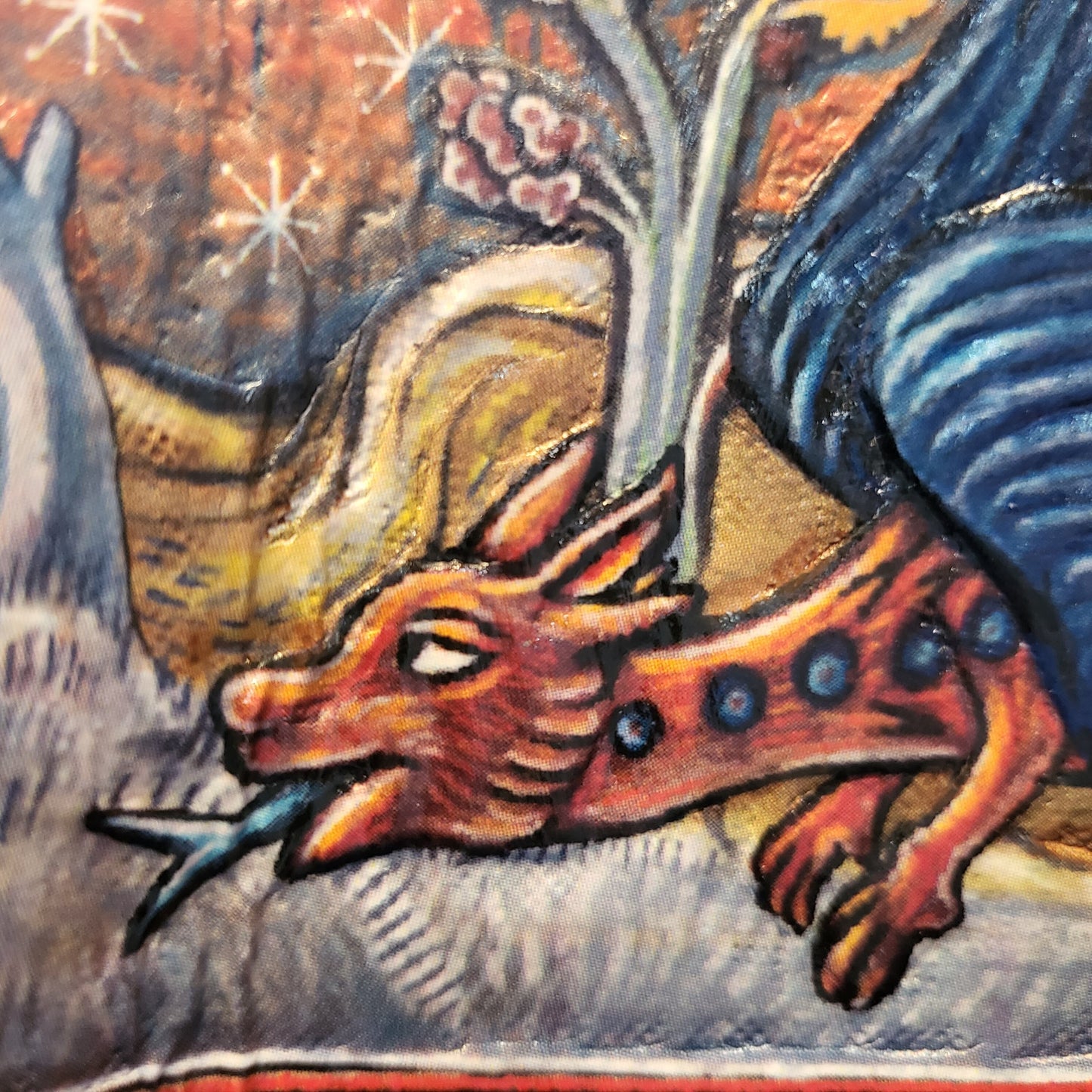 Medieval manuscript pokealchemy -3D textured surface - Hand stamped -Charmander transmutations-evolutions - Leather Wallet - Handcrafted