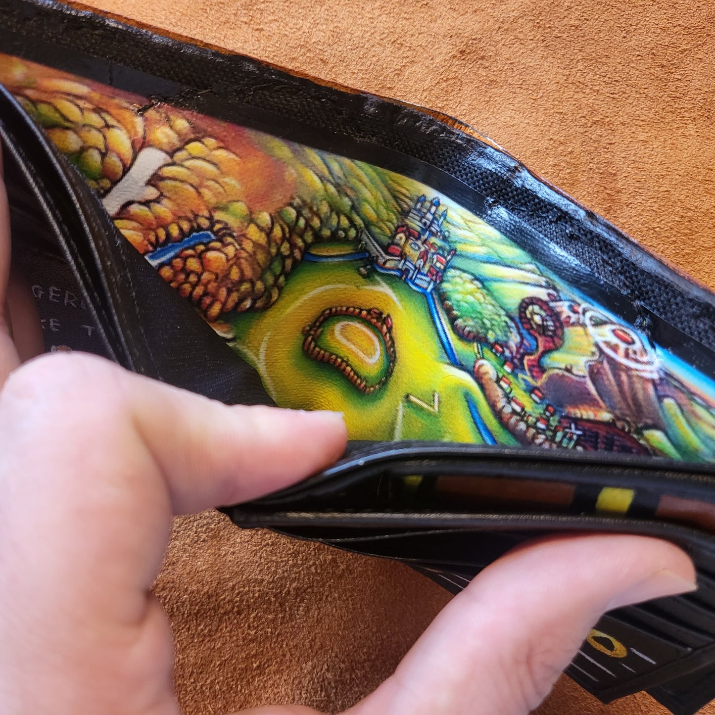 Song of Storms Majoras Mask leather wallet- Treasure chest pouch - Leather Bifold Wallet - Handcrafted Legend of Zelda Wallet - Link Wallet
