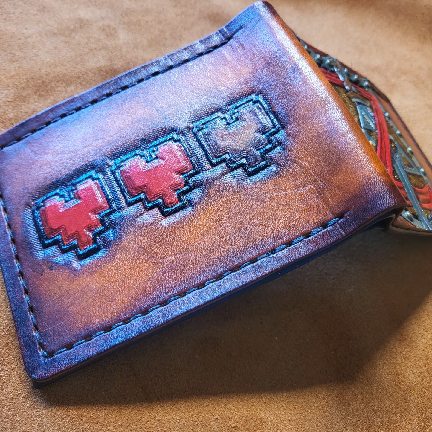 Hyrule Shield and Heart containers leather wallet- Leather Bifold Wallet - Handcrafted Legend of Zelda Wallet - Link Wallet