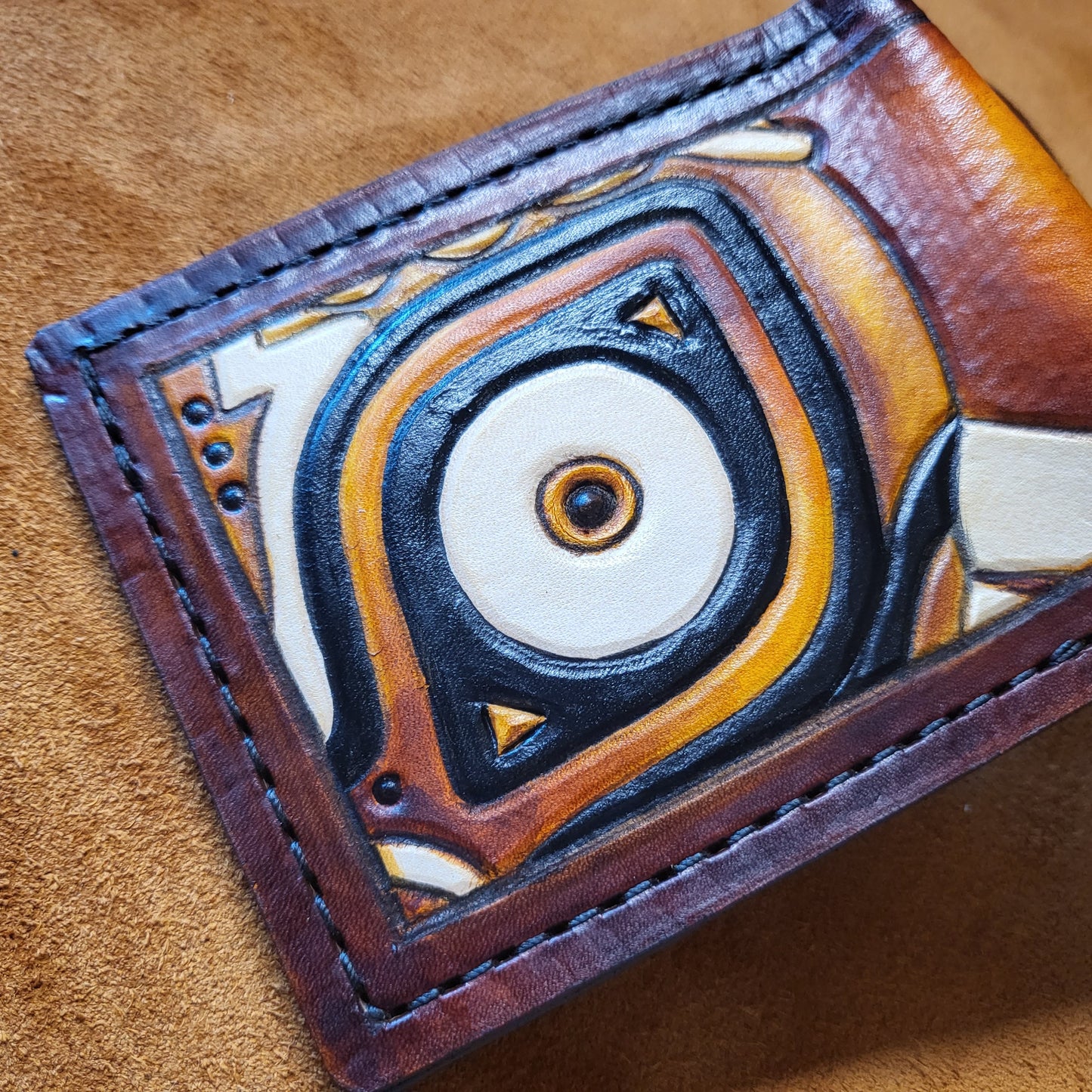 Half Majoras Mask Hyrule - leather wallet- Bifold Wallet - Handcrafted Legend of Zelda Wallet - Link Wallet 2020