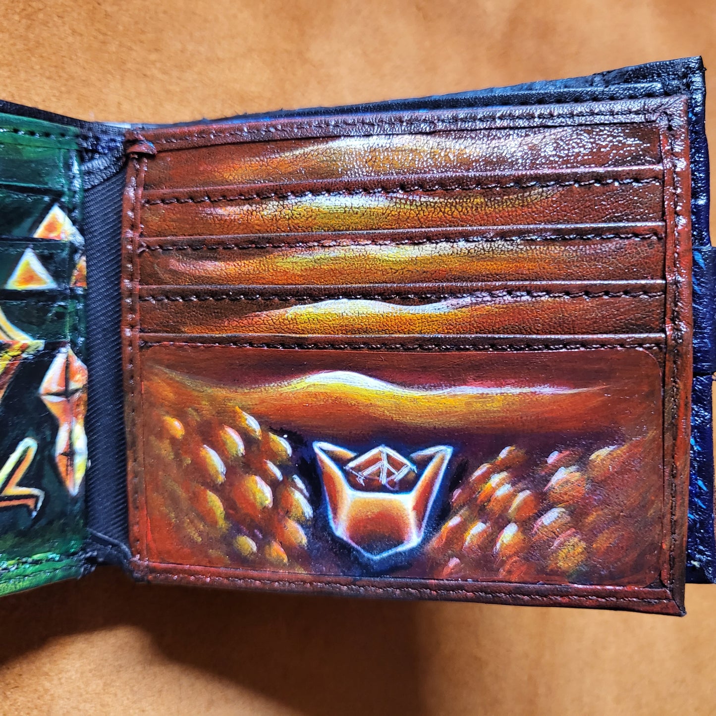Holy Relics Majoras Mask leather wallet - Leather Bifold Wallet - Handcrafted Legend of Zelda Wallet - Link Wallet