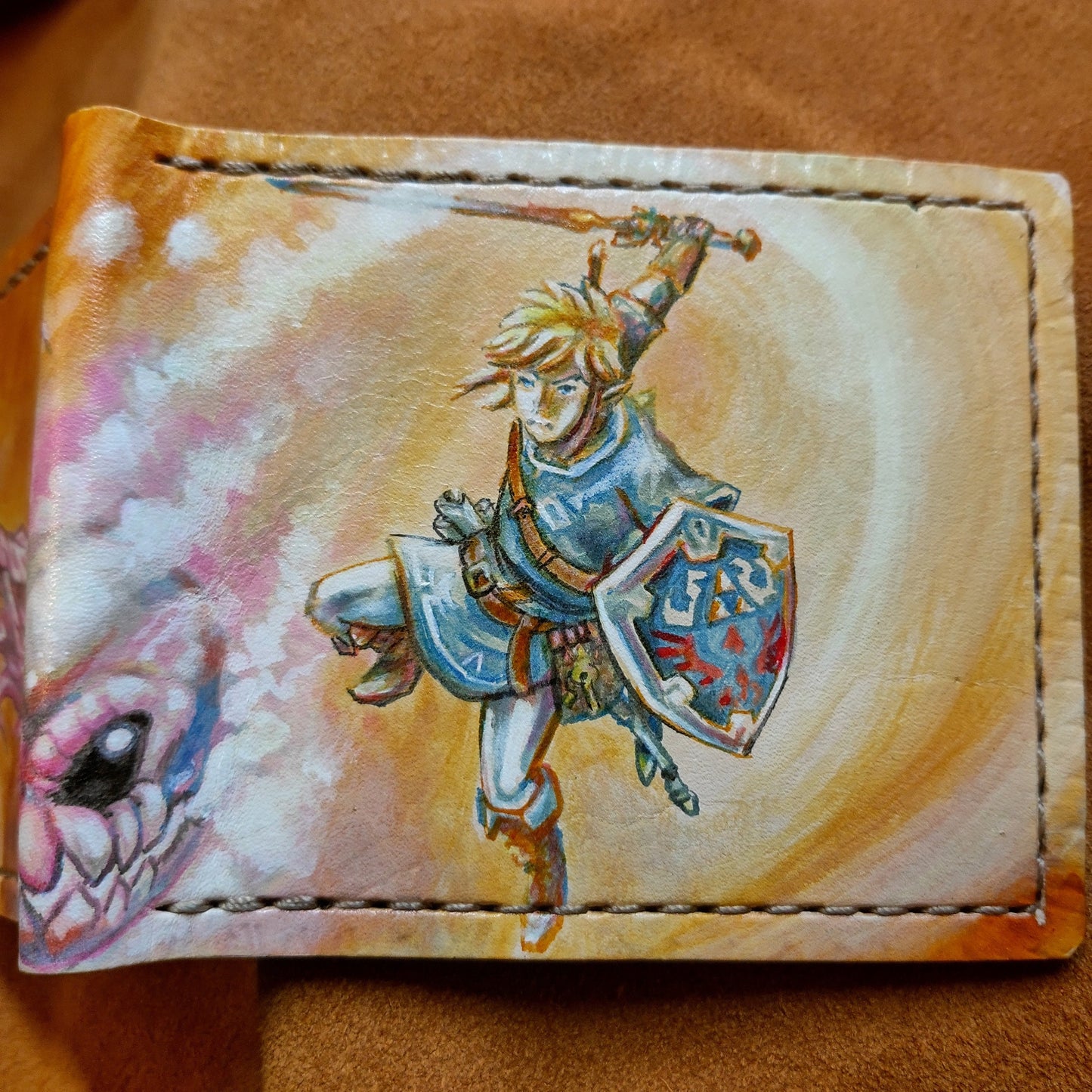 Link vrs ghost pokemon version 2 - Leather Bifold Wallet