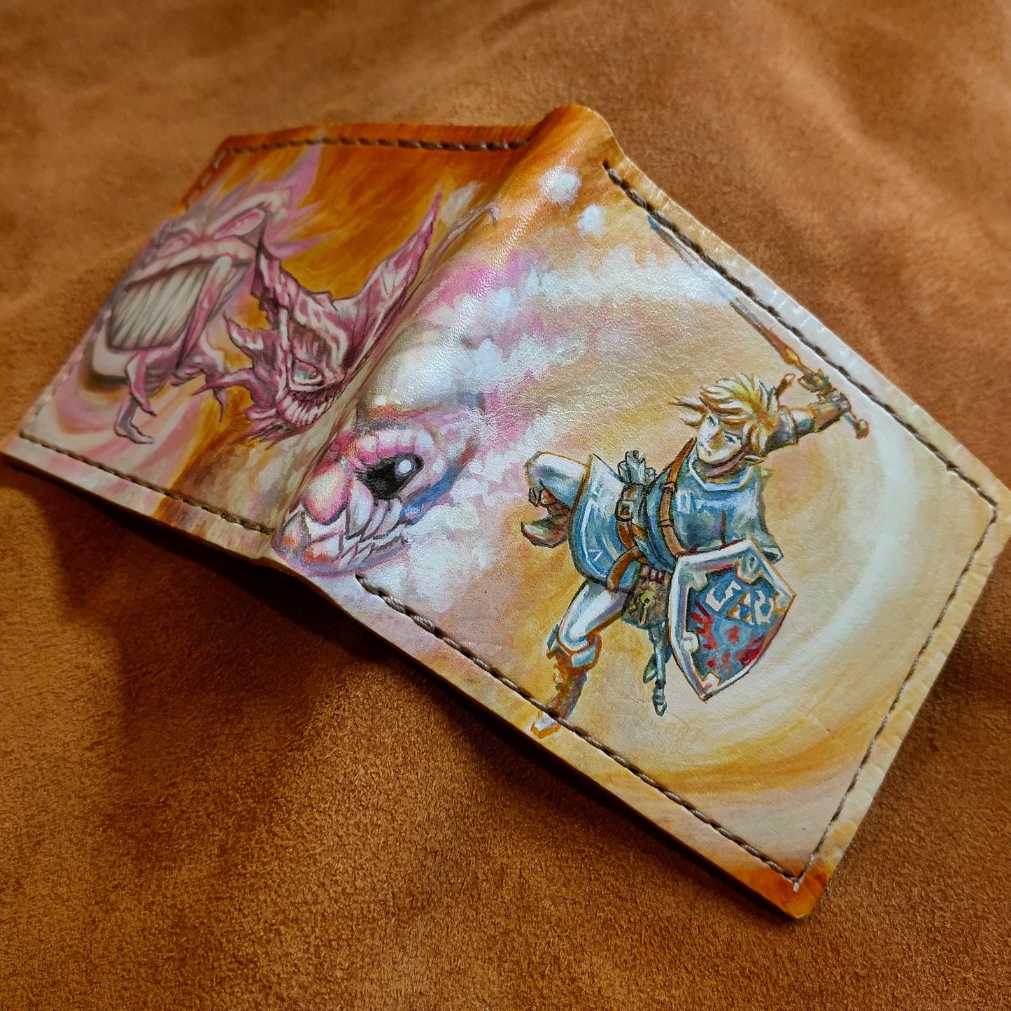 Link vrs ghost pokemon version 2 - Leather Bifold Wallet